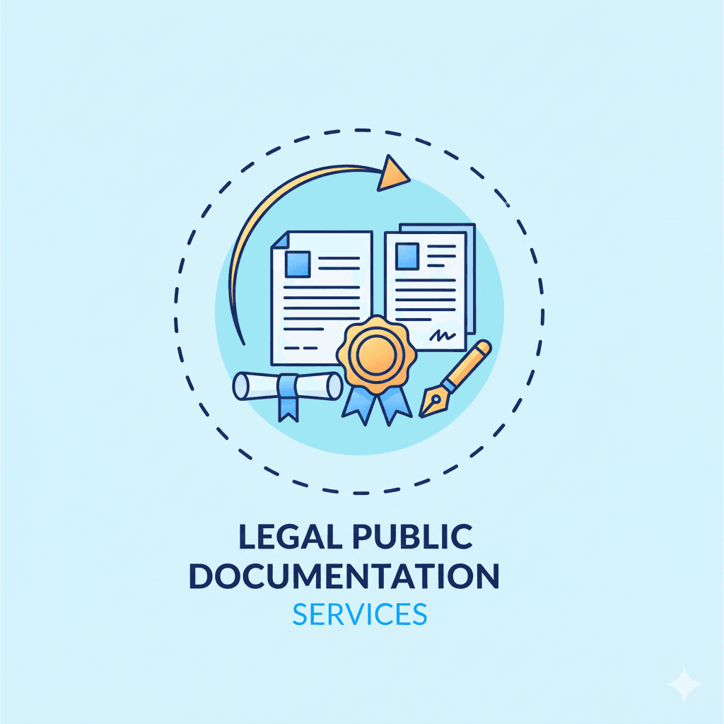 Professional legal documents and certificates organized neatly